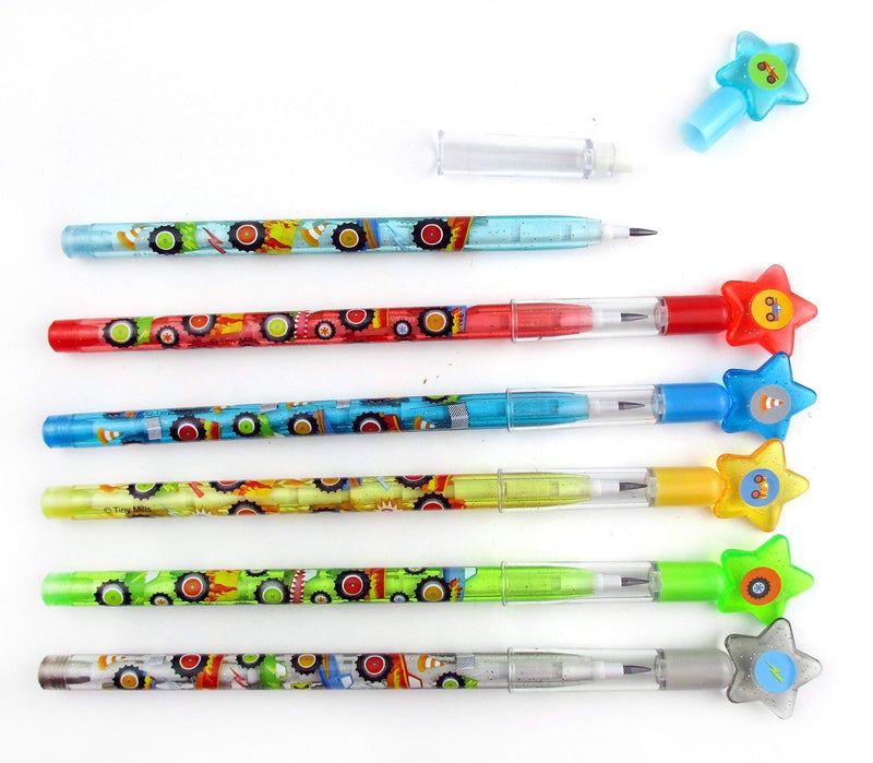 TINYMILLS 24 Pcs Monster Truck Multi Point Stackable Pencil with Eraser for Monster Truck Birthday Party Favor Prize Carnival Goodie Bag Stuffers Classroom Rewards Pinata Fillers - Image 3